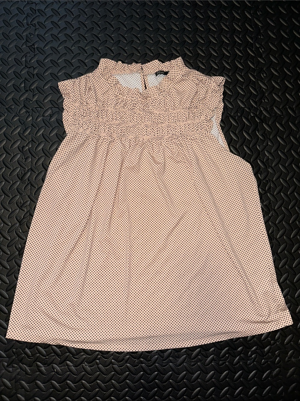 Adrianna Papell Blush Polka Dot Smocked-Neck Top